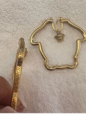 Versace Medusa Head  Gold-Tone Hoop Earrings